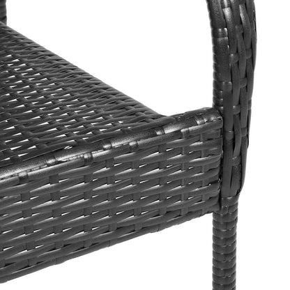 Cadeiras de exterior empilháveis 2 pcs vime PE preto