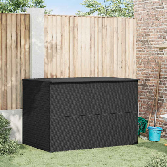 Caixa de arrumação para jardim 150x100x100 cm vime PE preto