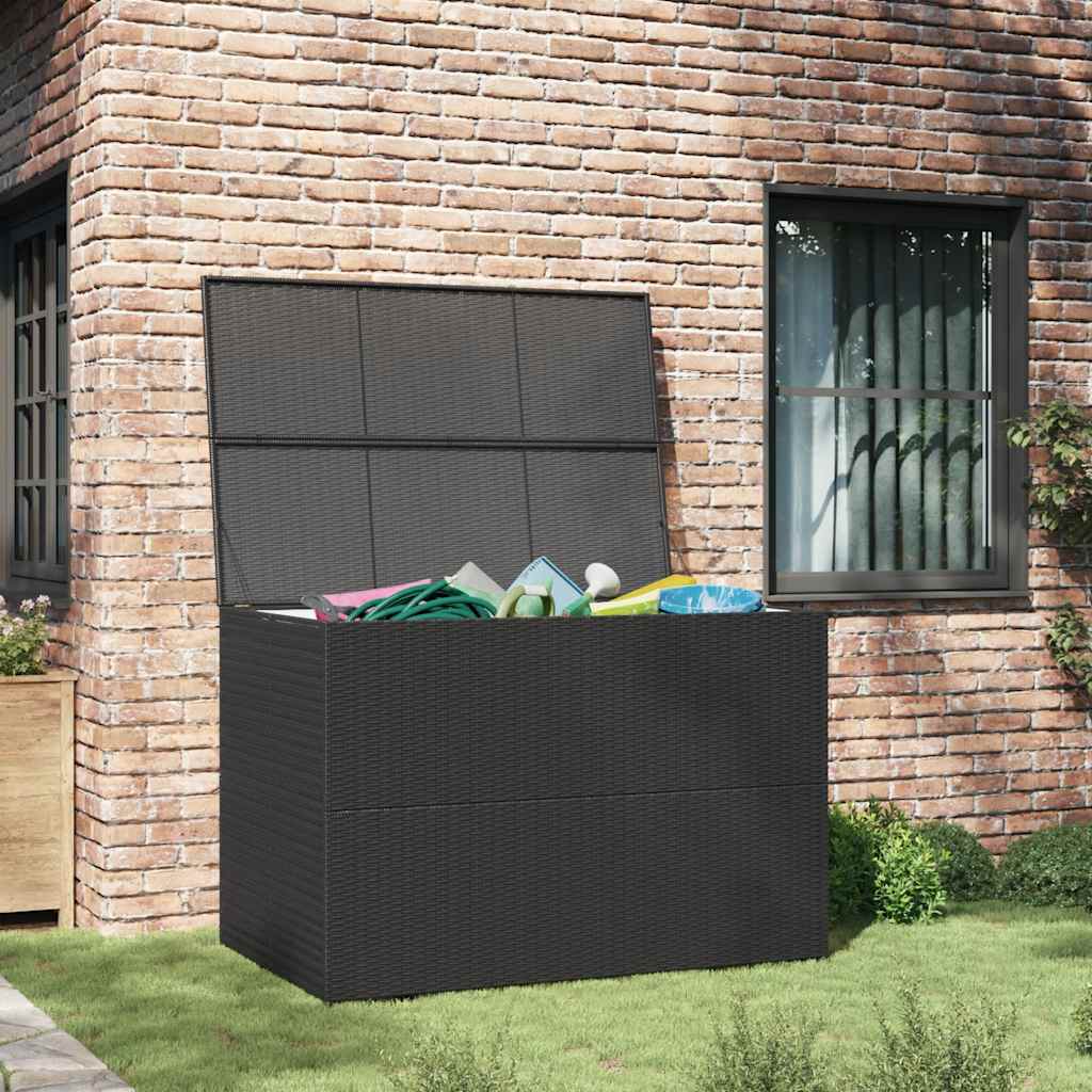 Caixa de arrumação para jardim 150x100x100 cm vime PE preto