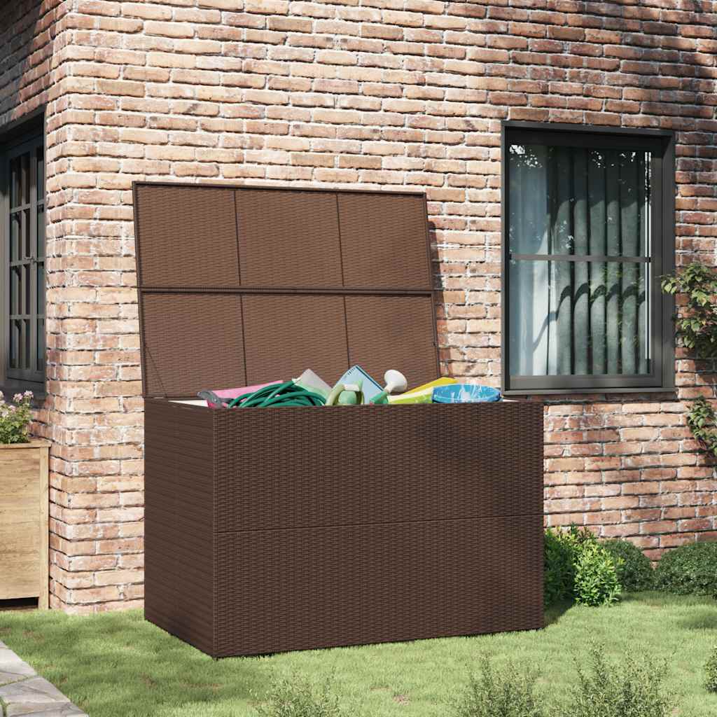 Caixa de arrumação para jardim 150x100x100 cm vime PE castanho