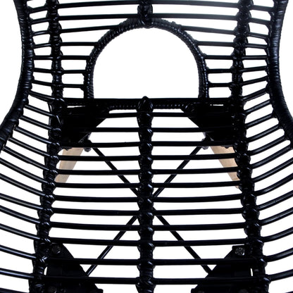 Cadeiras de jantar 2 pcs vime genuíno preto