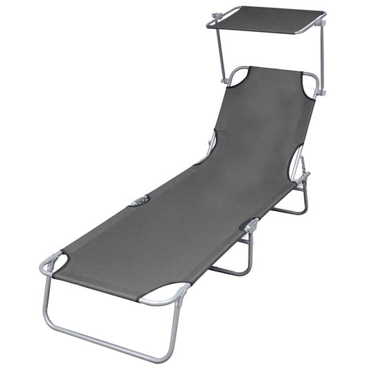 Espreguiçadeira com toldo aço cinzento