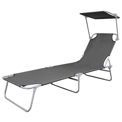 Espreguiçadeira com toldo aço cinzento
