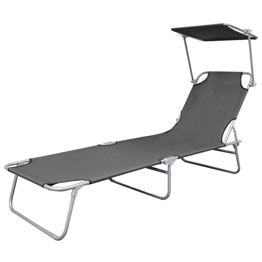 Espreguiçadeira com toldo aço cinzento
