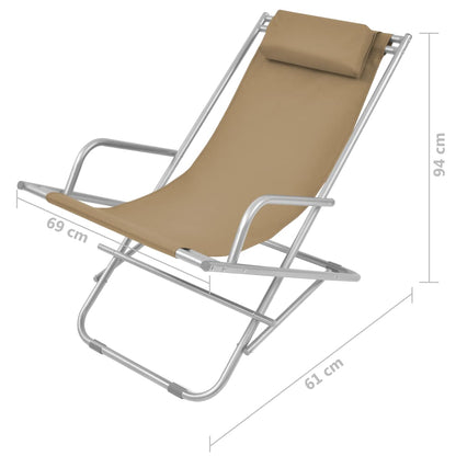 Cadeiras de jardim reclináveis 2 pcs aço cinzento-acastanhado