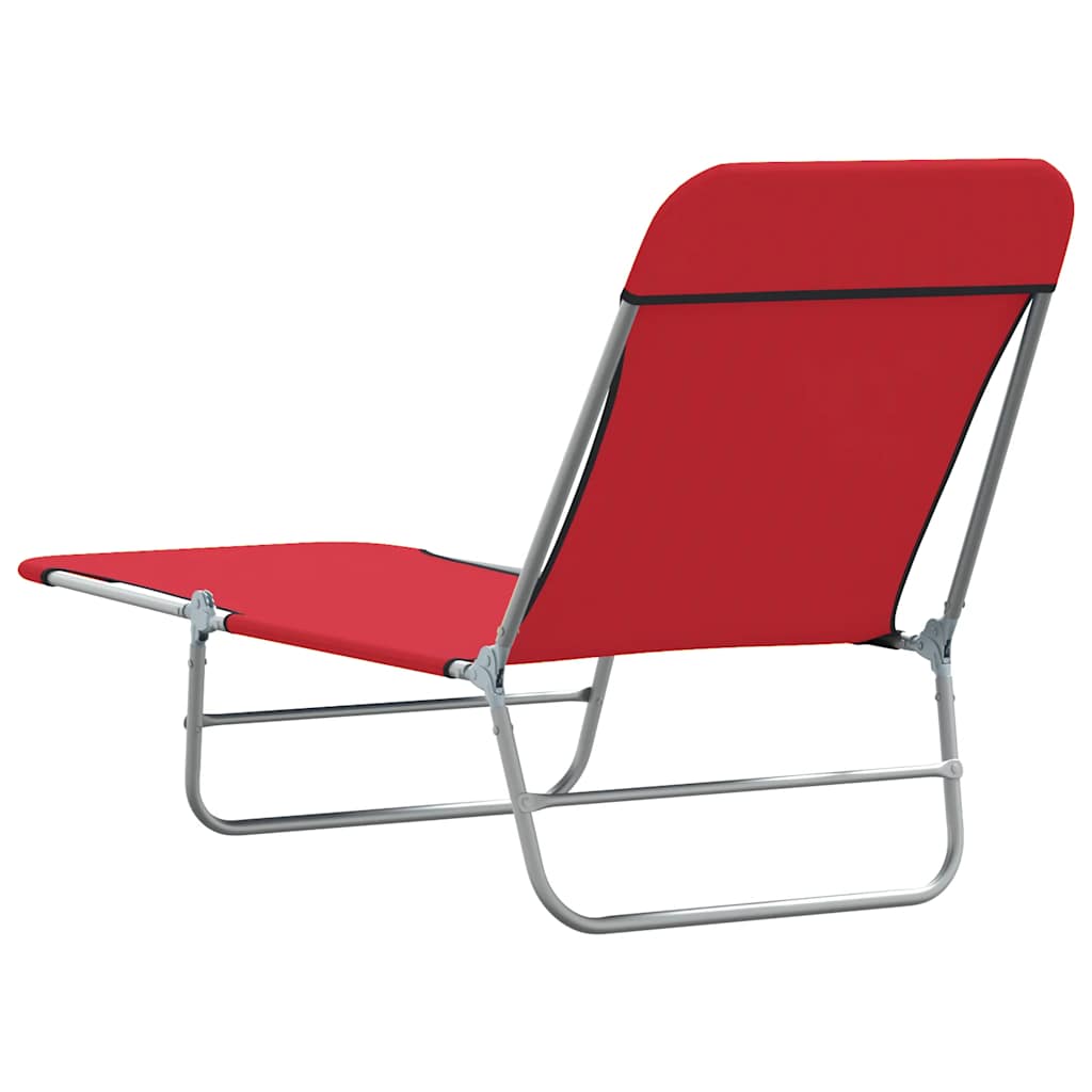 Espreguiçadeiras dobráveis 2 pcs aço e tecido vermelho