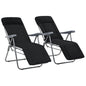 Cadeiras de jardim dobráveis com almofadões 2 pcs preto