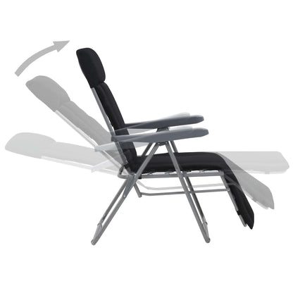 Cadeiras de jardim dobráveis com almofadões 2 pcs preto