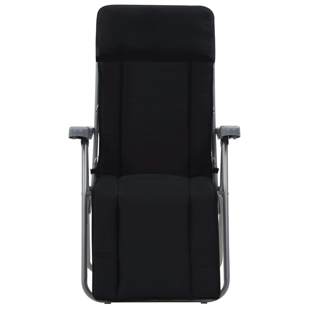 Cadeiras de jardim dobráveis com almofadões 2 pcs preto