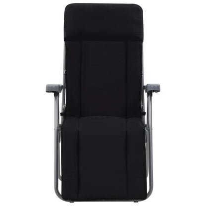 Cadeiras de jardim dobráveis com almofadões 2 pcs preto