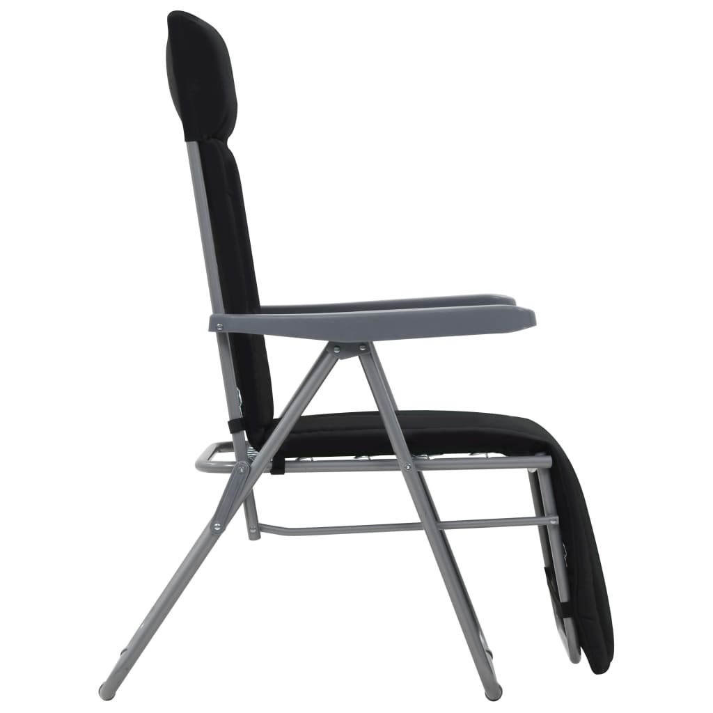 Cadeiras de jardim dobráveis com almofadões 2 pcs preto