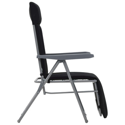 Cadeiras de jardim dobráveis com almofadões 2 pcs preto