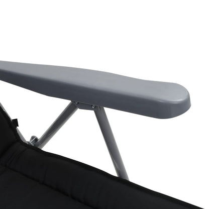 Cadeiras de jardim dobráveis com almofadões 2 pcs preto