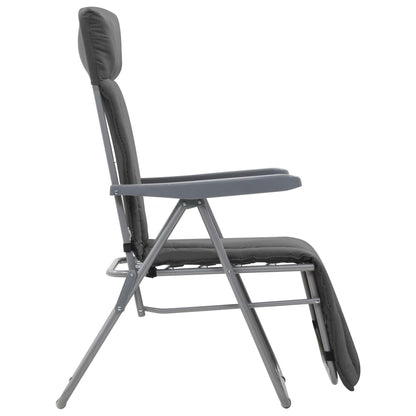 Cadeiras de jardim dobráveis com almofadões 2 pcs cinzento