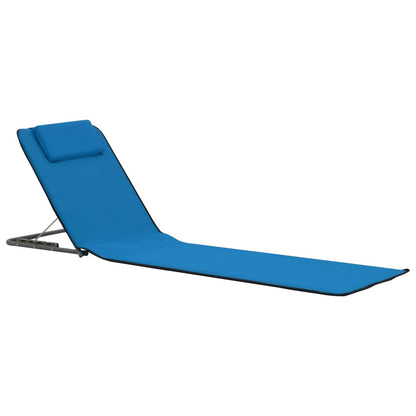 Colchões de praia dobráveis 2 pcs aço e tecido azul