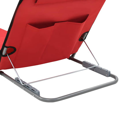 Colchões de praia dobráveis 2 pcs aço e tecido vermelho