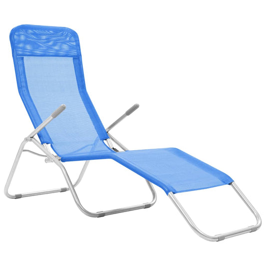 Espreguiçadeiras dobráveis 2 pcs textilene azul
