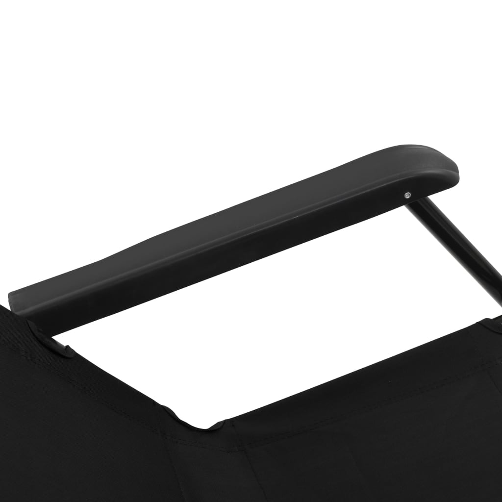 Espreguiçadeiras dobráveis com apoios de pé 2 pcs aço preto