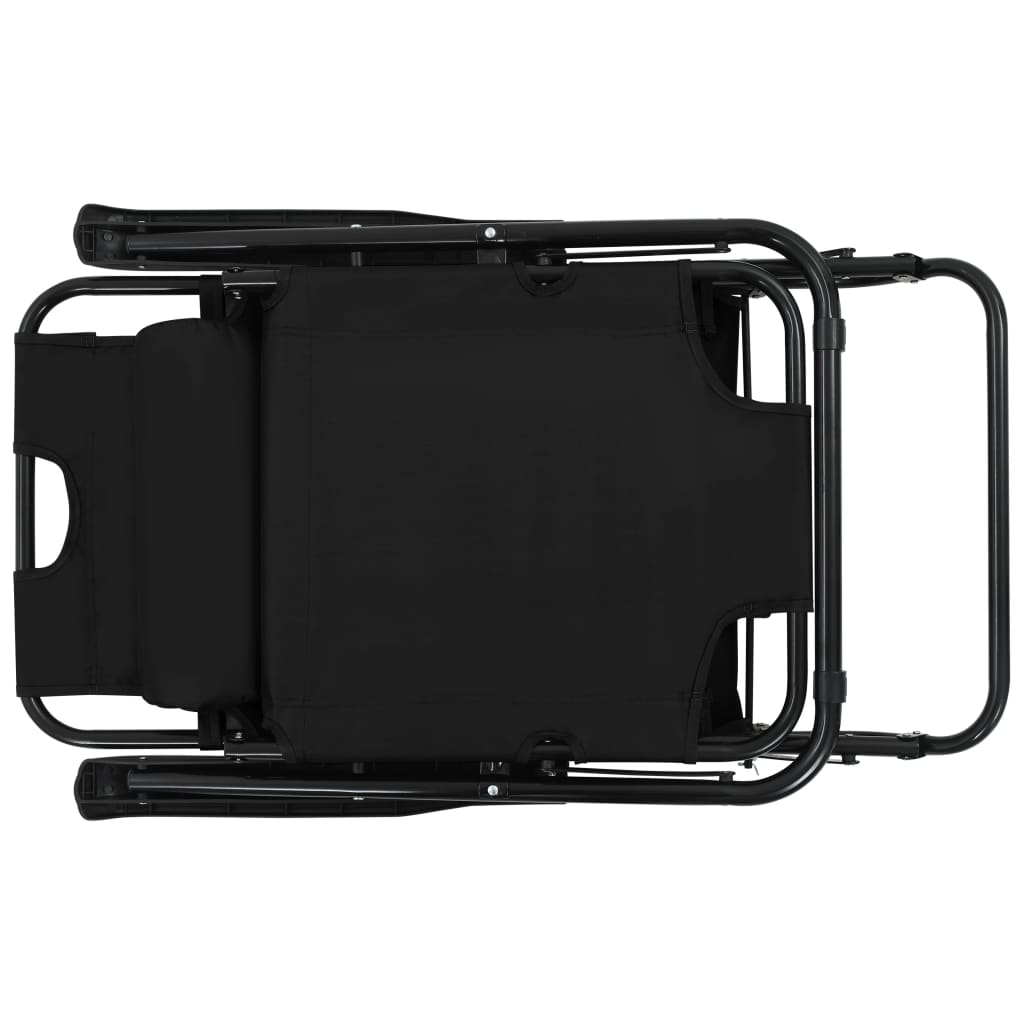 Espreguiçadeiras dobráveis com apoios de pé 2 pcs aço preto