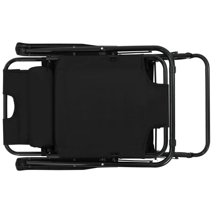 Espreguiçadeiras dobráveis com apoios de pé 2 pcs aço preto