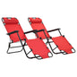 Espreguiçadeiras dobráveis c/ apoio de pés 2 pcs aço vermelho