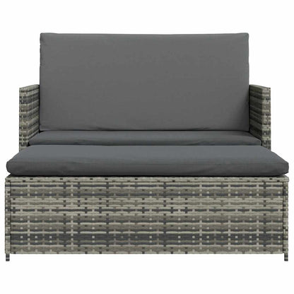 2 pcs conjunto lounge de jardim c/ almofadões vime PE cinzento