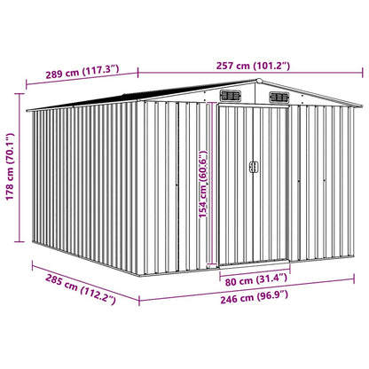 Abrigo de jardim 257x298x178 metal verde