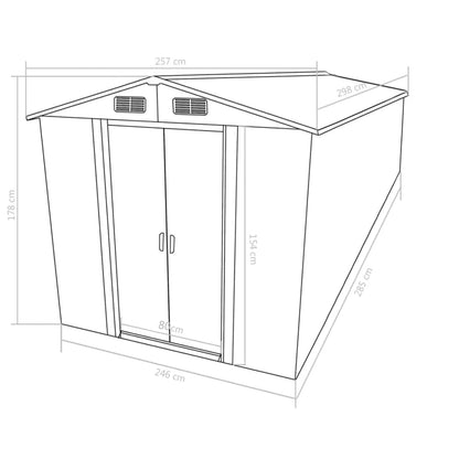 Abrigo de jardim 257x298x178 metal antracite