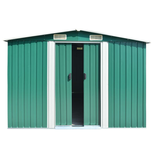 Abrigo de jardim 257x392x181 cm metal verde