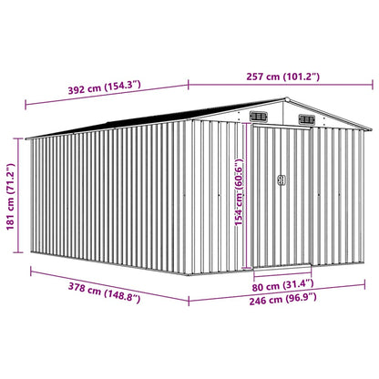 Abrigo de jardim 257x392x181 cm metal antracite