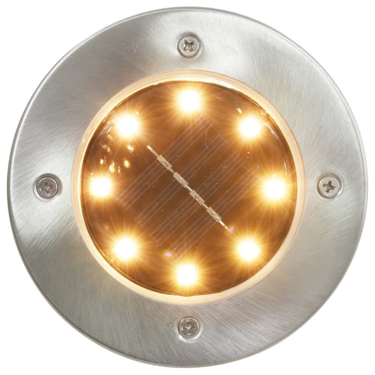 Iluminação LED solar de solo 8 pcs branco quente