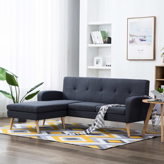 Sofá em tecido c/ forma de L 186x136x79 cm cinzento escuro