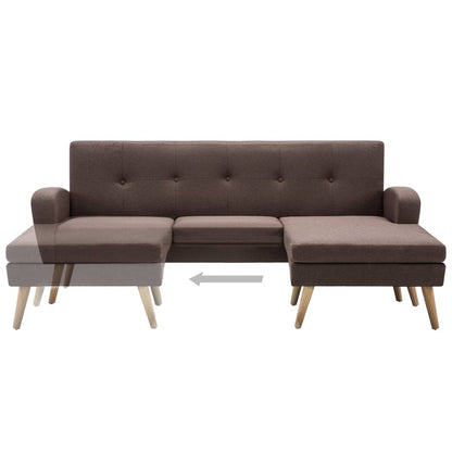 Sofá em tecido c/ forma de L 186x136x79 cm castanho