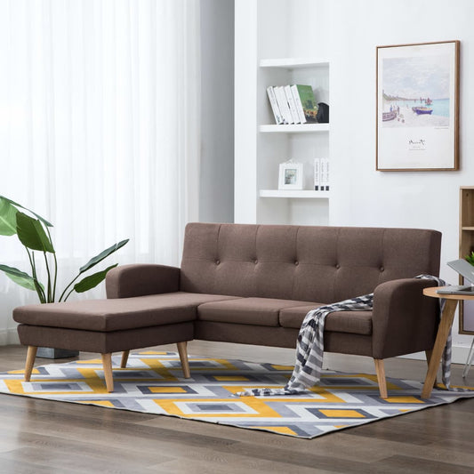 Sofá em tecido c/ forma de L 186x136x79 cm castanho