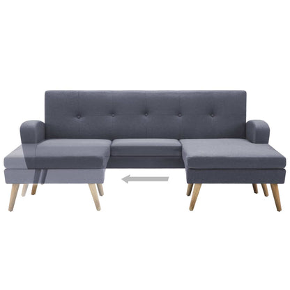 Sofá em tecido c/ forma de L 186x136x79 cm cinzento claro