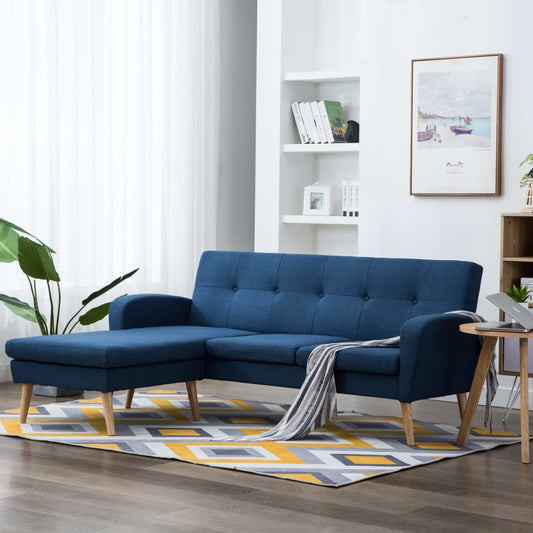 Sofá em tecido c/ forma de L 186x136x79 cm azul