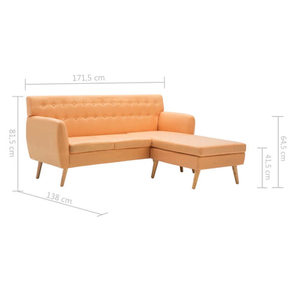 Sofá em tecido c/ forma de L 171,5x138x81,5 cm laranja