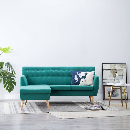 Sofá em tecido c/ forma de L 171,5x138x81,5 cm verde