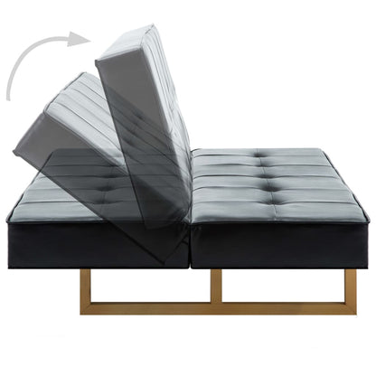 Sofá-cama em couro artificial preto