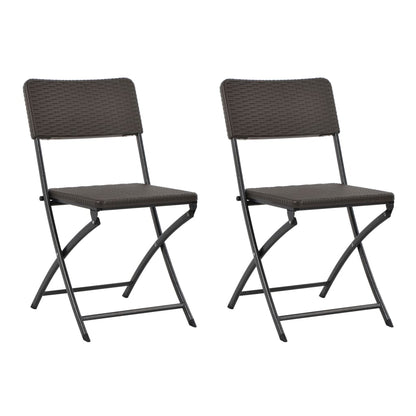 Cadeiras de jardim dobráveis 2 pcs PEAD e aço castanho