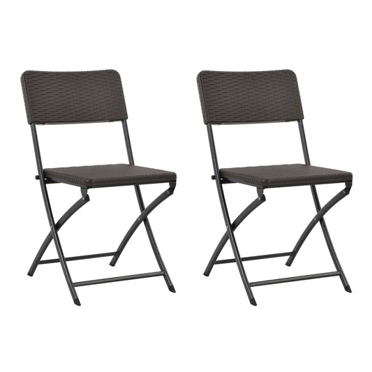 Cadeiras de jardim dobráveis 2 pcs PEAD e aço castanho