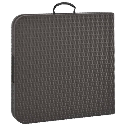Mesa jardim dobrável 120x60x74cm PEAD castanho c/ aspeto vime
