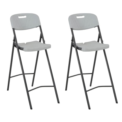 Cadeiras de bar dobráveis 2 pcs PEAD e aço branco