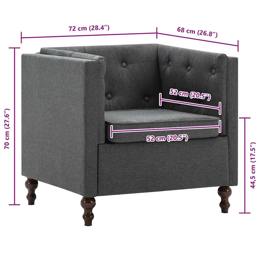 Poltrona em tecido cinzento-escuro