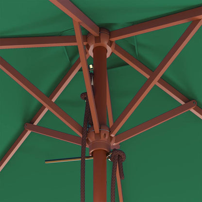 Guarda-sol de exterior c/ mastro de madeira 150x200cm verde