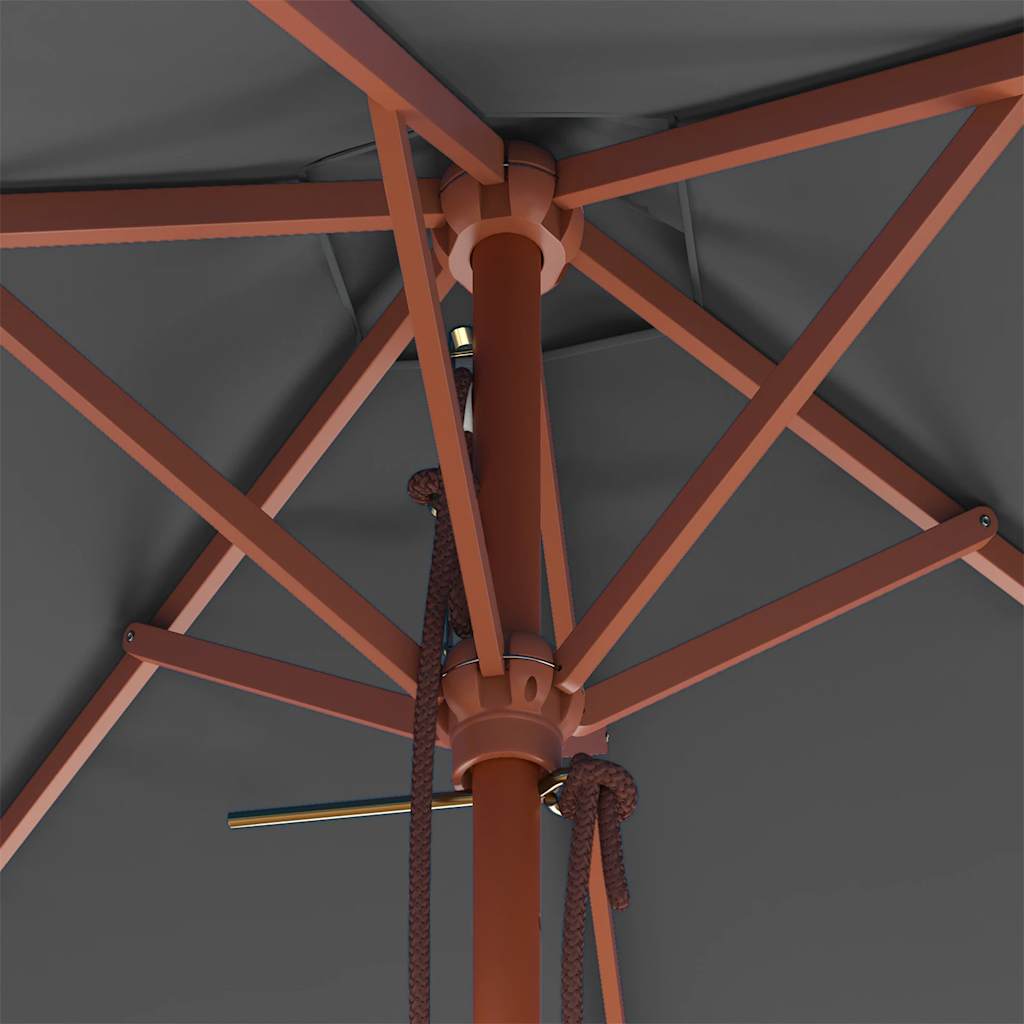 Guarda-sol de exterior c/ mastro de madeira 150x200cm antracite