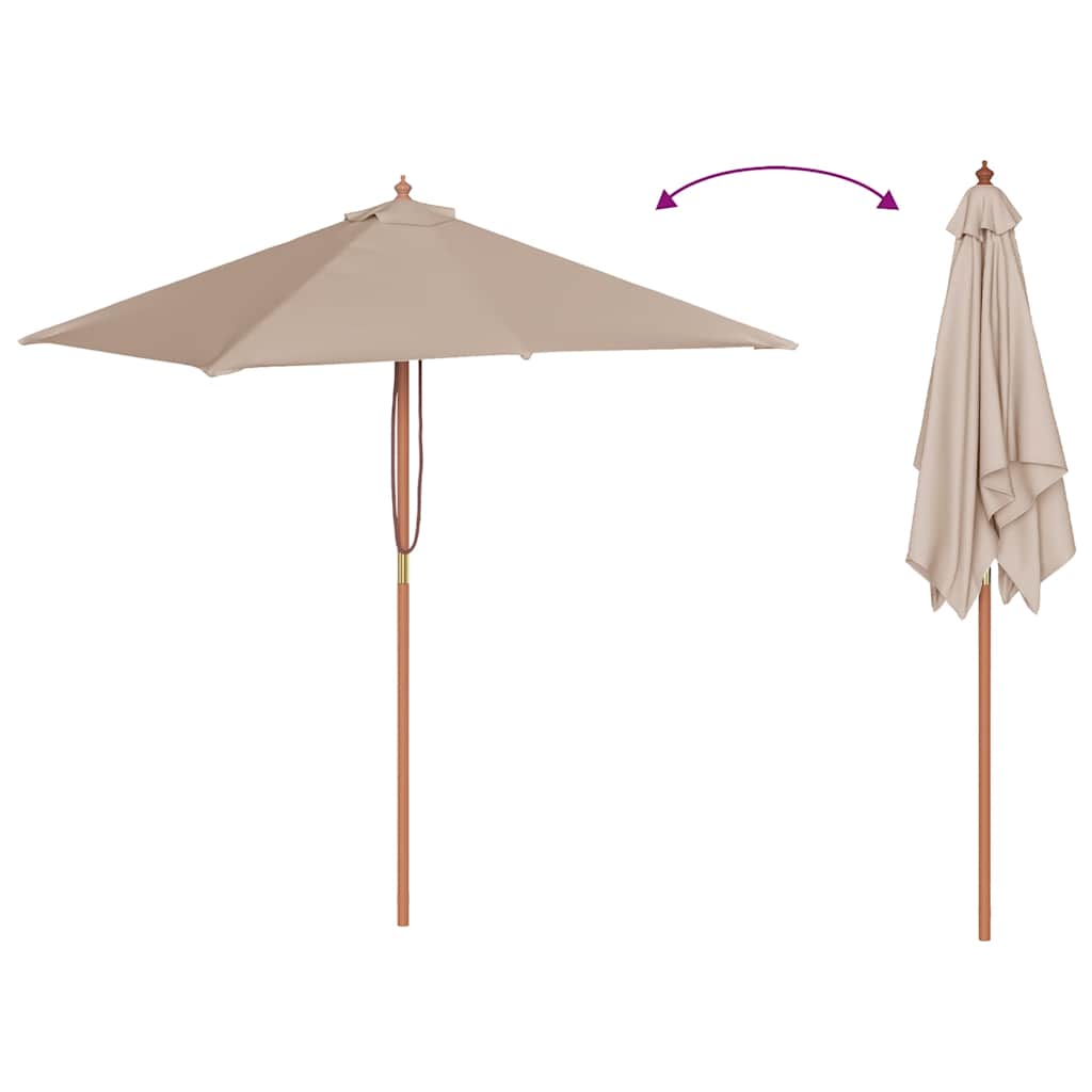 Guarda-sol de exterior c/ mastro madeira 150x200cm cinza-acast.