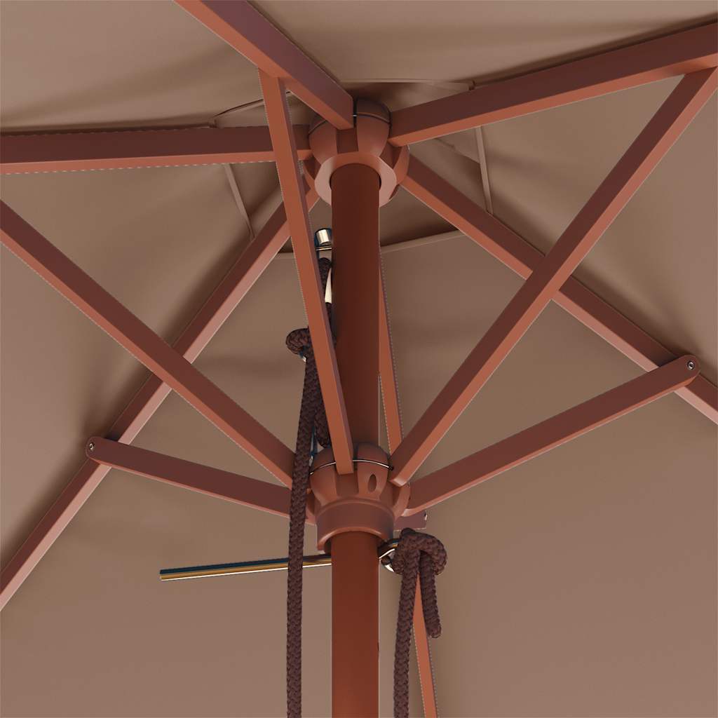 Guarda-sol de exterior c/ mastro madeira 150x200cm cinza-acast.