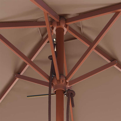 Guarda-sol de exterior c/ mastro madeira 150x200cm cinza-acast.