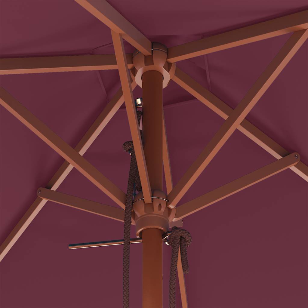 Guarda-sol de exterior mastro madeira 150x200cm vermelho bordô